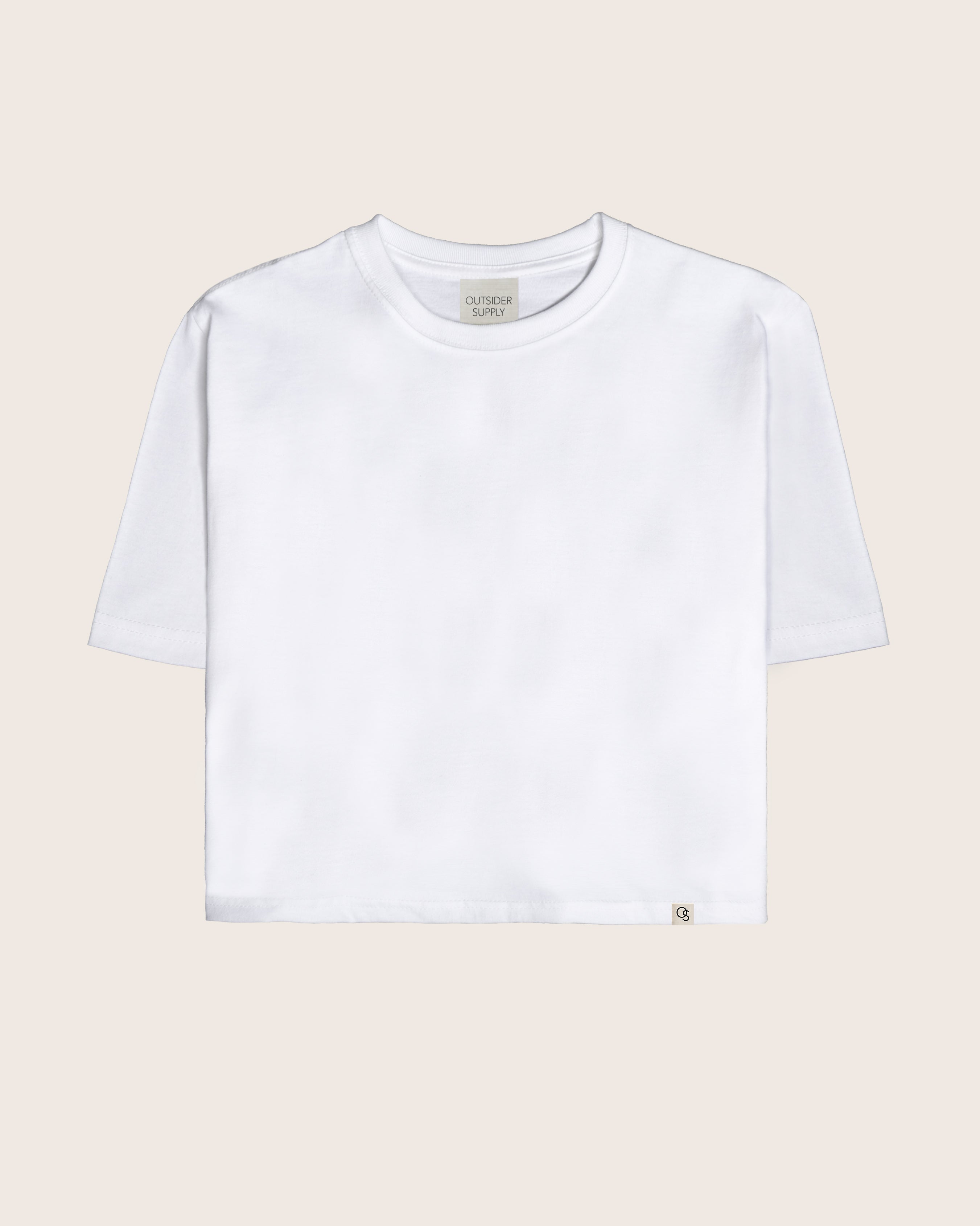 White 100% Cotton Boxy Crop Tee.