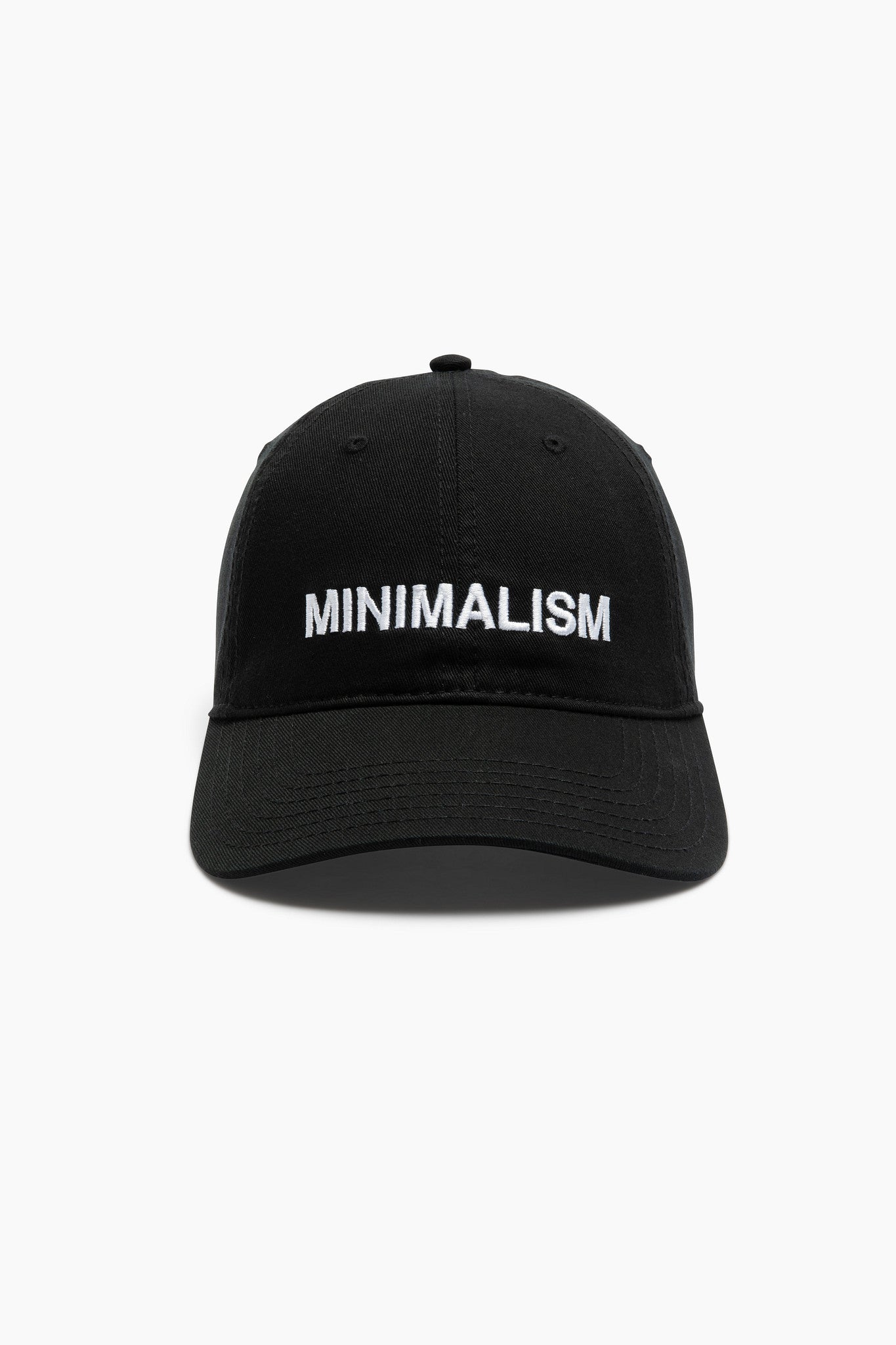outsider supply black cap with minimalism text on it