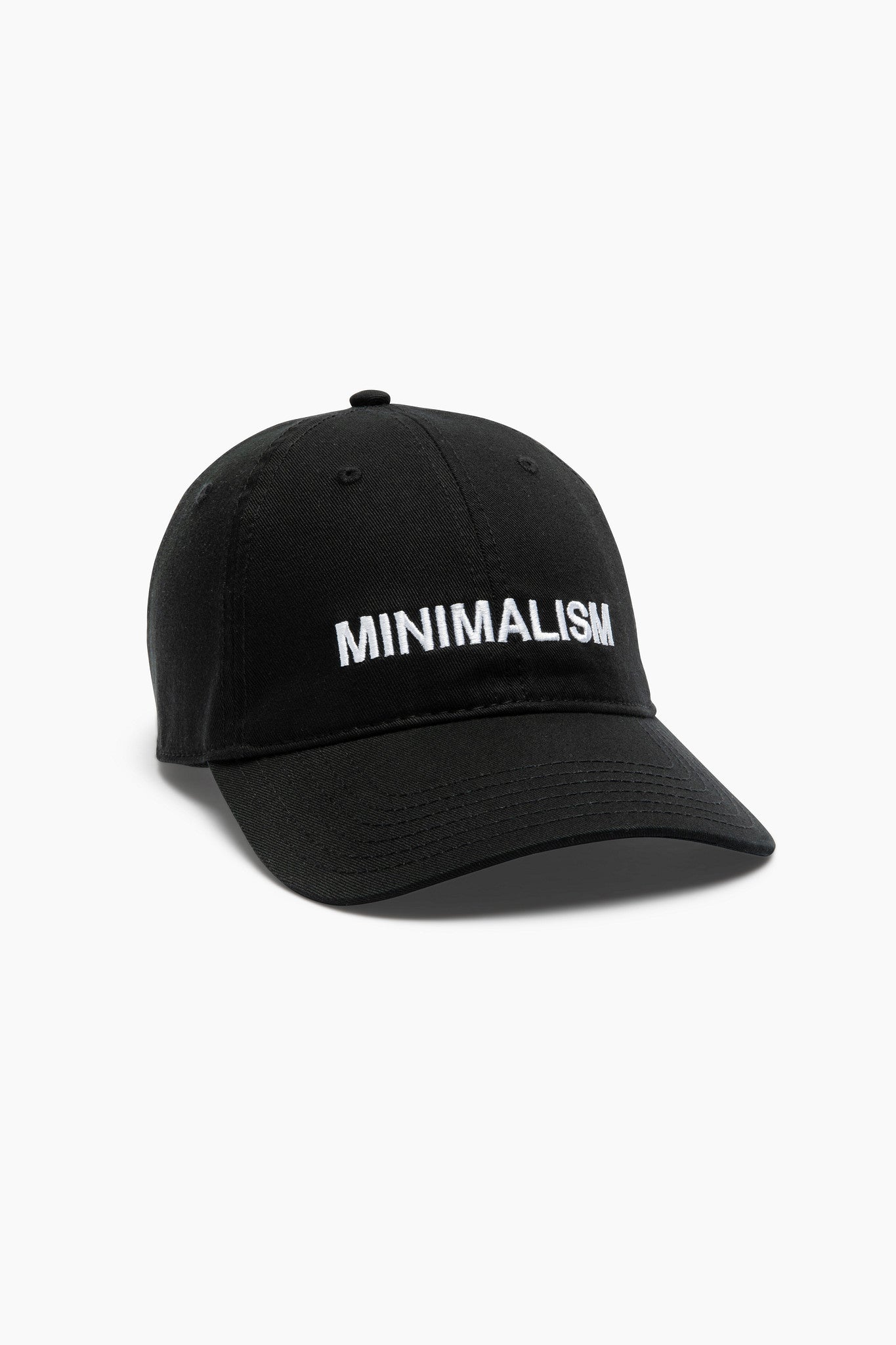 outsider supply black cap with minimalism text on it
