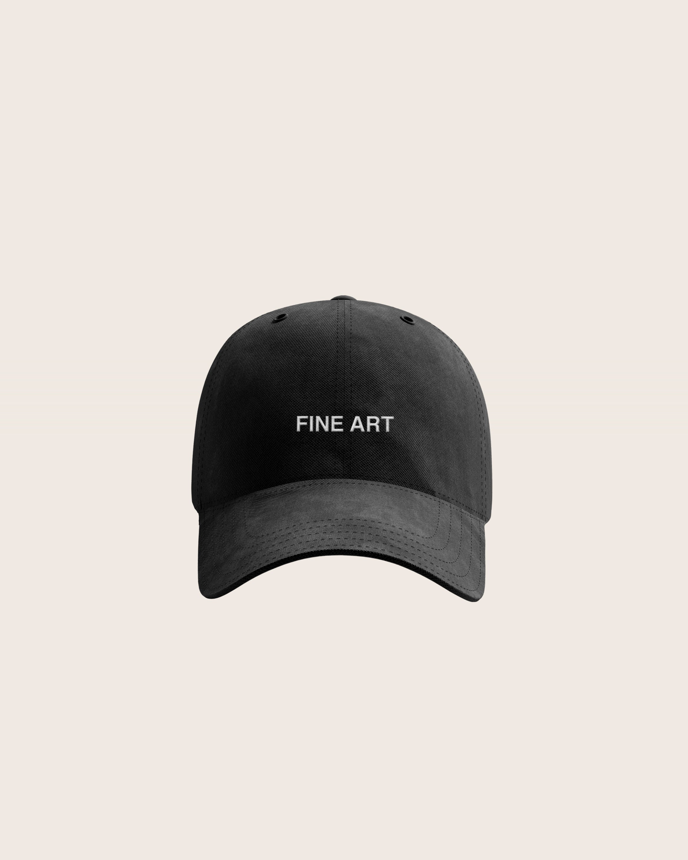 Black Baseball Cap / Dad Hat with Fine Art Movement Text Embroidery on Front. 100% Cotton.