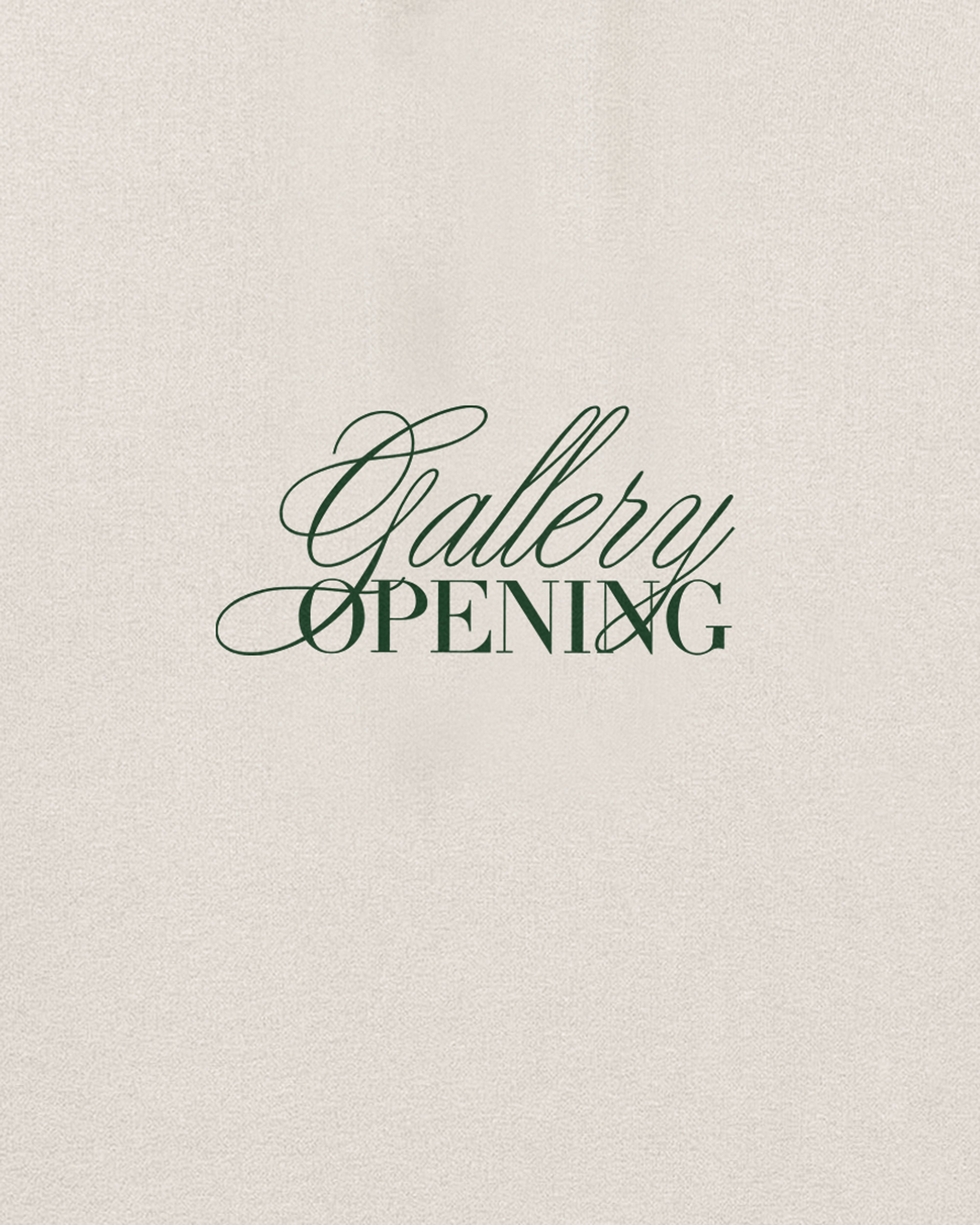 Gallery Opening Green Script Ultra Heavyweight Off White / Ceramic Hoodie.