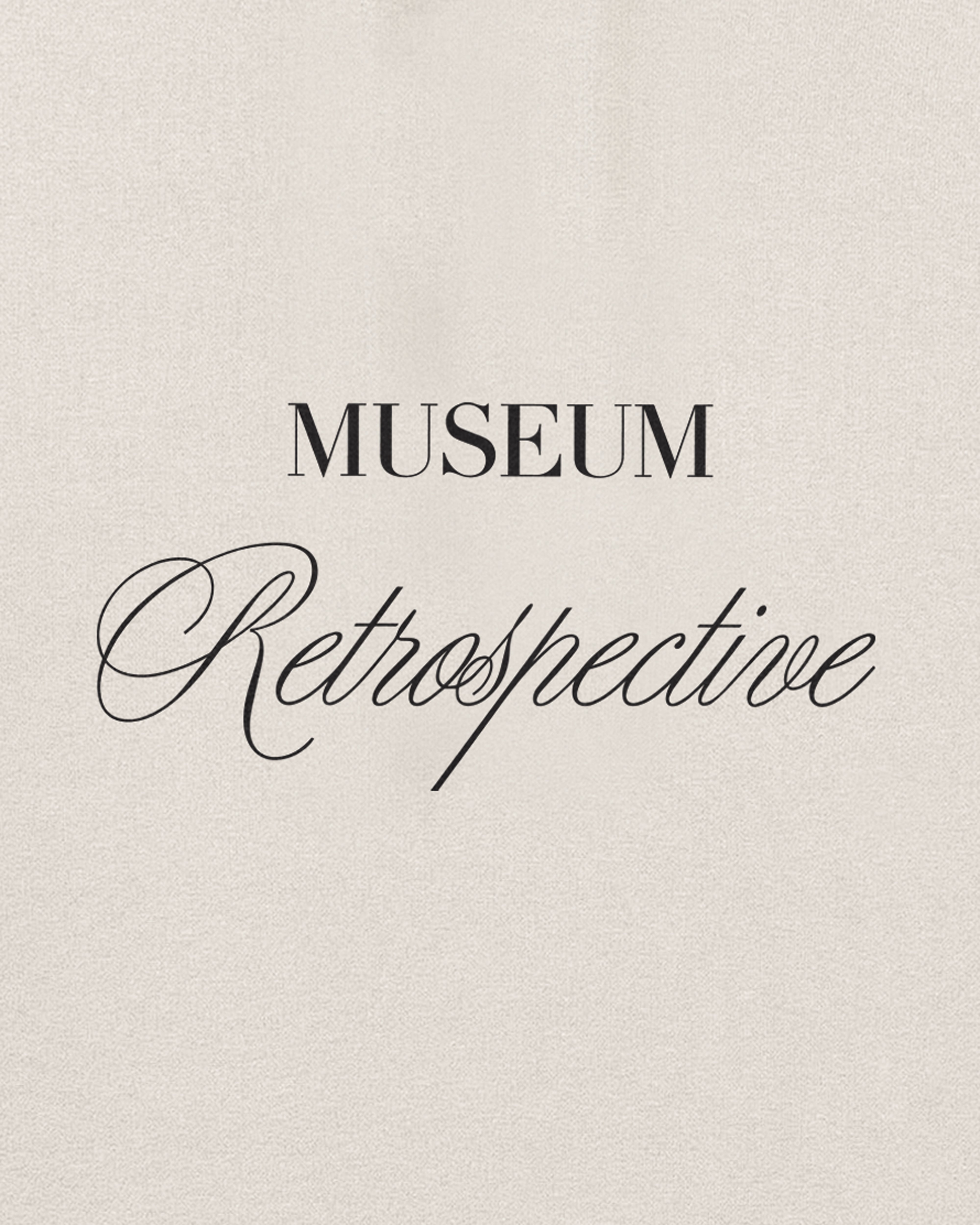 Museum Retrospective Printed Black Script Ultra Heavyweight Off White / Ceramic Hoodie.